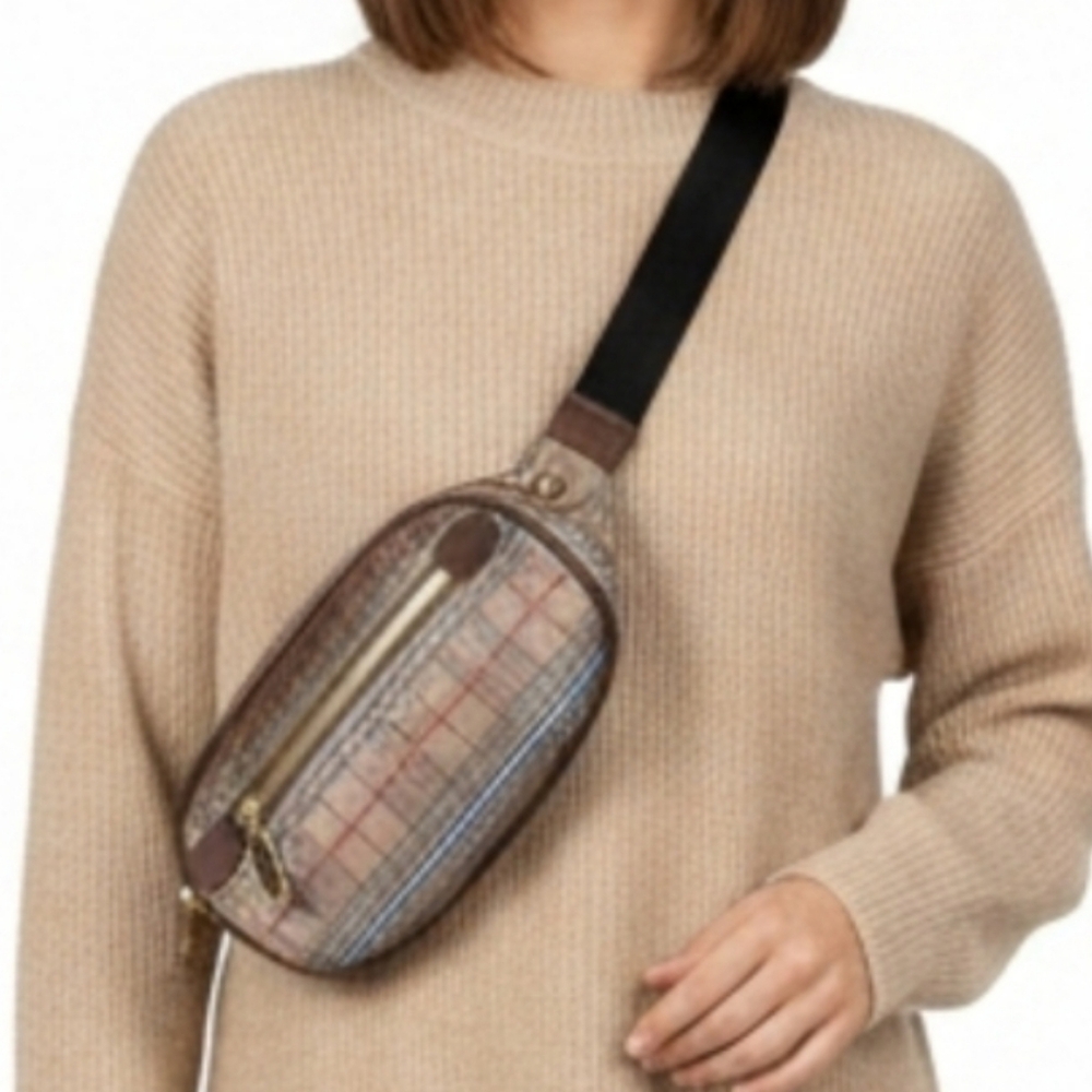 Brown Plaid Waist Bag, belt bag, fannypack, chest bag